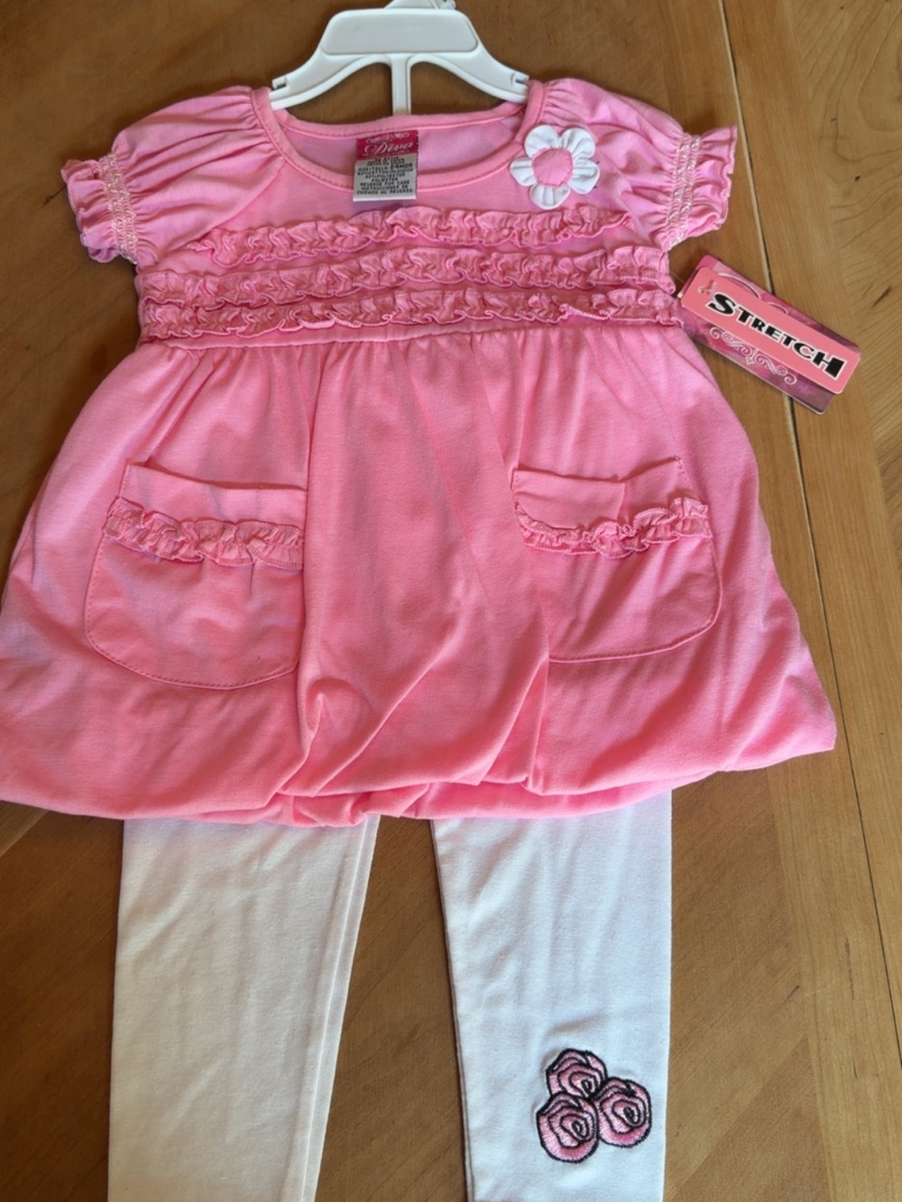 Diva Pink Ruffle Tunic with White Leggings